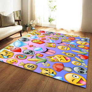 Cartoon Emoji Face Print Area Rug Floor Mat