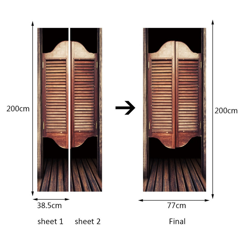 Wood Saloon Doors 3D Door Decal Sticker – Decorzee