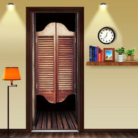 Wood Saloon Doors 3D Door Decal Sticker