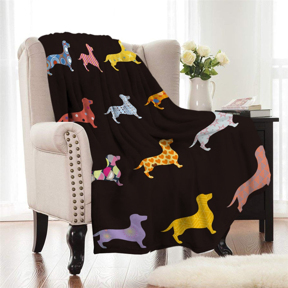 Fleece Dachshund Wiener Dog Pattern Throw Blanket