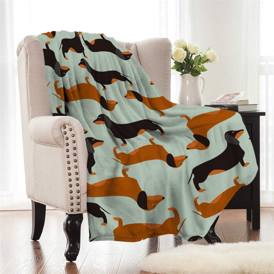 Fleece Dachshund Wiener Dog Pattern Throw Blanket