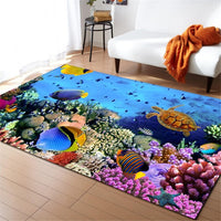 Underwater Dolphin / Fish Ocean Print Area Rug Floor Mat