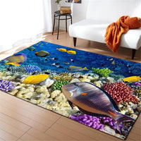 Underwater Dolphin / Fish Ocean Print Area Rug Floor Mat