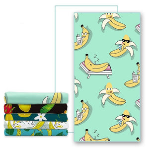Quick-Dry Banana Pattern Microfiber Beach Towel
