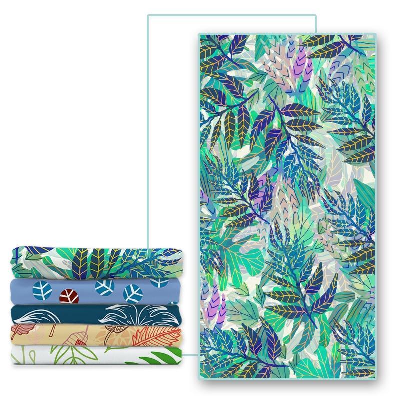 Quick-Dry Palm Leaf Pattern Microfiber Beach Towel