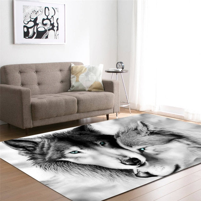 Wild American Wolf Print Area Rug Floor Mat