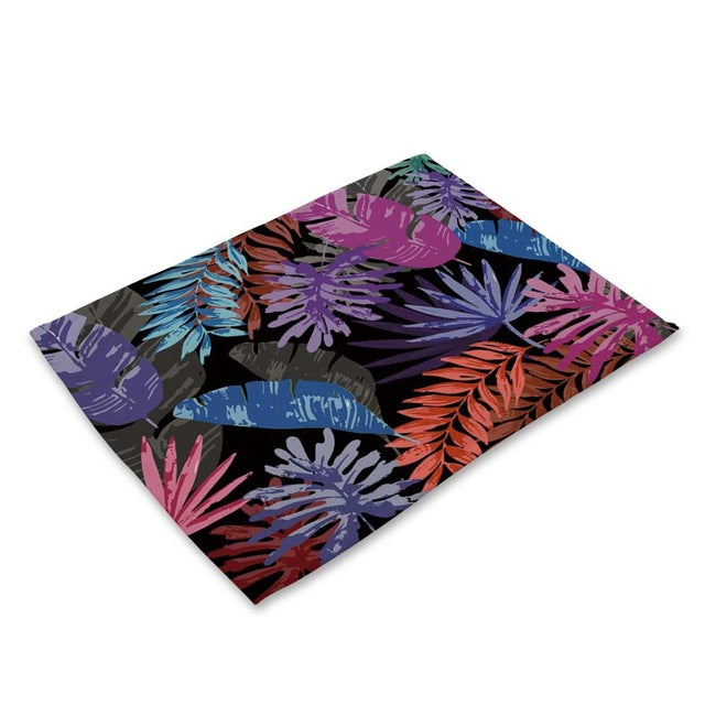 Colorful Abstract Palm Leaf Pattern Table Placemat
