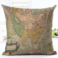 18" Vintage Nautical Map Throw Pillow Cover