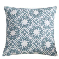 18" Blue Embroidered Geometric Throw Pillow Cover