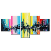 5-Piece Colorful Abstract City Skyline Canvas Wall Art