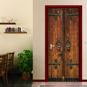 Medieval Wood Door 3D Door Decal Sticker