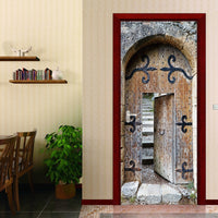 Medieval Wood Door 3D Door Decal Sticker