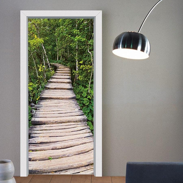 Wood Forest Pathway 3D Door Mural Sticker – Decorzee