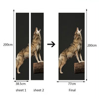 Howling Night Wolf 3D Door Mural Sticker