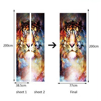 Colorful Mystical Tiger 3D Door Mural Sticker