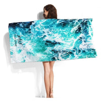 XL Quick-Dry Hello Summer Wave Print Beach Towel