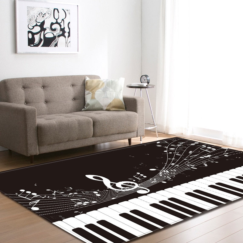 Piano Musical Note Print Area Rug Floor Mat