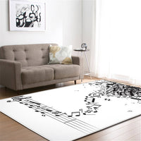 Piano Musical Note Print Area Rug Floor Mat