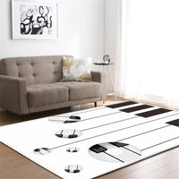 Piano Musical Note Print Area Rug Floor Mat