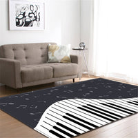 Piano Musical Note Print Area Rug Floor Mat