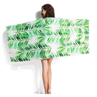 XL Quick-Dry Green Palm Leaf Pattern Beach Towel