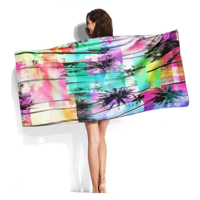 Large Quick-Dry Abstract Rainbow Palm Tree Beach Towel