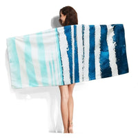 XL Quick-Dry Abstract Blue Wave Beach Towel