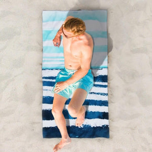 XL Quick-Dry Abstract Blue Wave Beach Towel