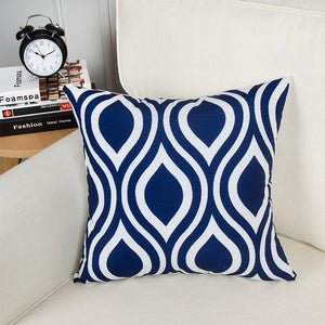 Navy Blue Geometric Pattern Throw Pillow Cover