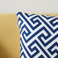 Navy Blue Geometric Pattern Throw Pillow Cover