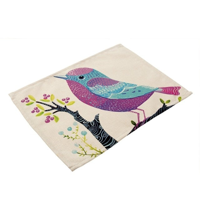 Multi-Color Bird / Feather Print Table Placemat