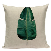 18" Green Tropical Palm Leaf Print Throw Pillow Cover