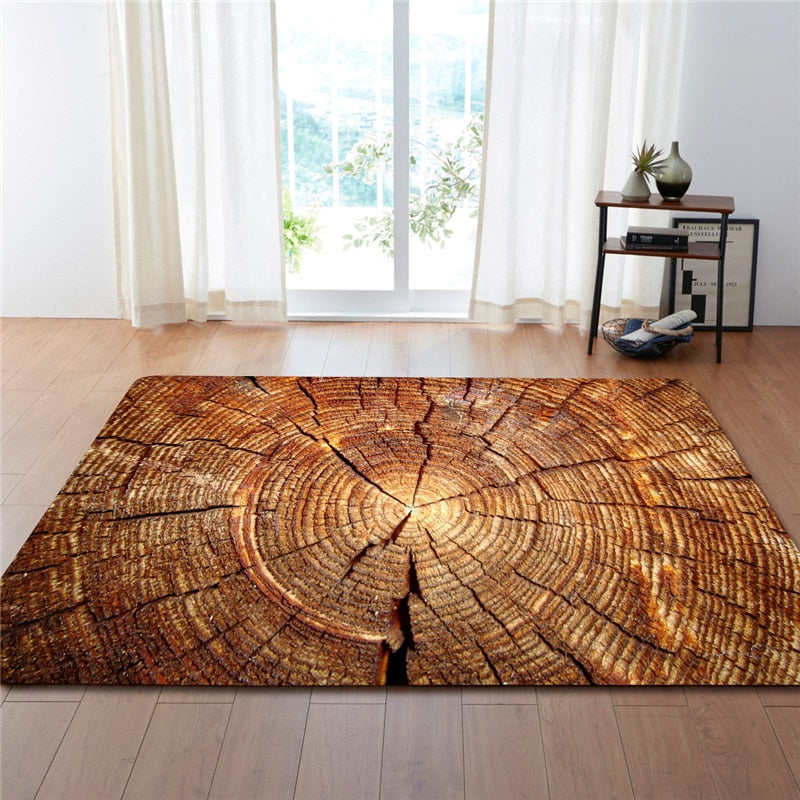 Rustic Wood Board Print Area Rug Floor Mat