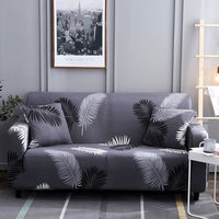 Dark Gray Fern / Palm Leaf Pattern Sofa Couch Cover