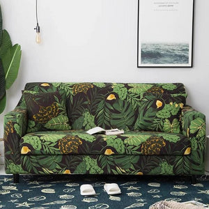 Green Floral Palm Leaf Pattern Sofa Couch Cover