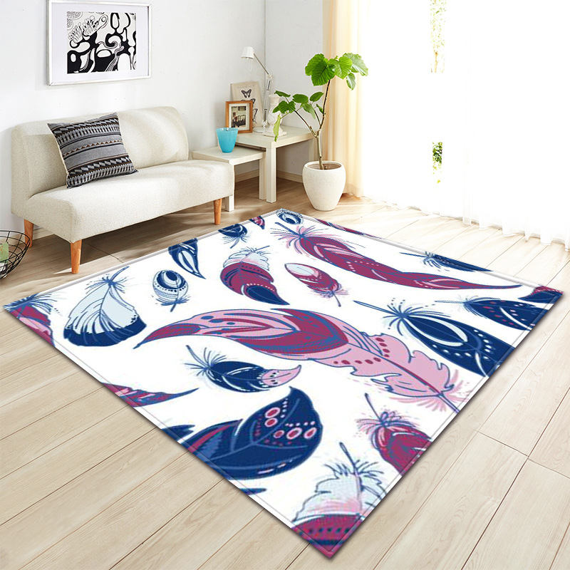 Multi-Color Boho Feather Print Area Rug Floor Mat