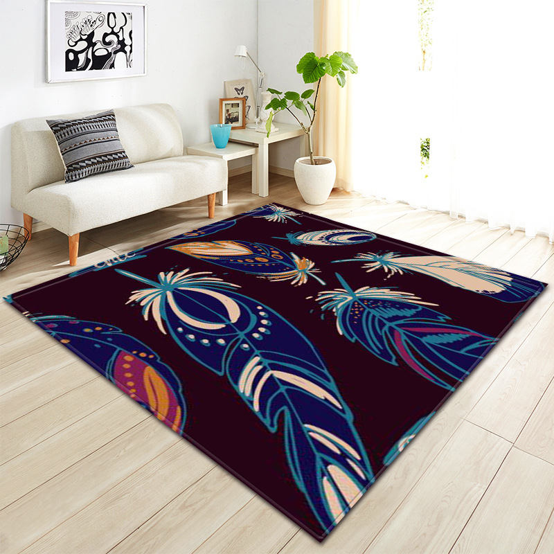 Multi-Color Boho Feather Print Area Rug Floor Mat