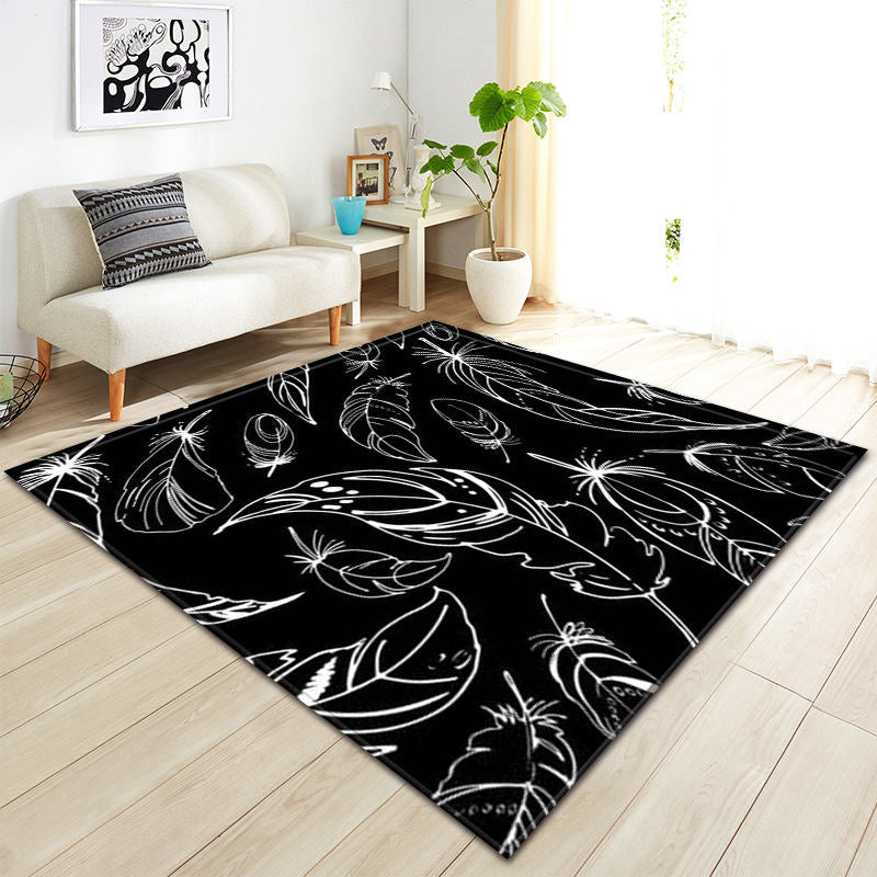 Multi-Color Boho Feather Print Area Rug Floor Mat