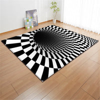 3D Black & White Optical Illusion Area Rug Floor Mat