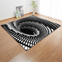3D Black & White Optical Illusion Area Rug Floor Mat