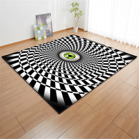 3D Black & White Optical Illusion Area Rug Floor Mat