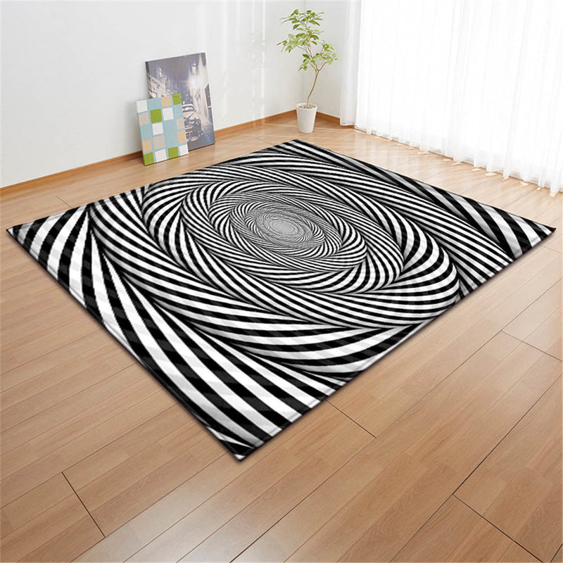 3D Black & White Optical Illusion Area Rug Floor Mat