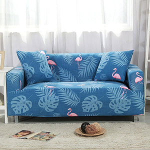 Blue Palm Flamingo Pattern Sofa Couch Cover