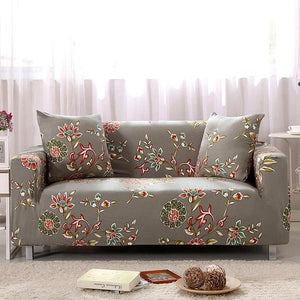 Artichoke / Red Abstract Floral Pattern Sofa Couch Cover