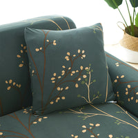 Forest Green Floral Tree Branch Pattern Sofa Couch Cover