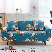 Teal Blue Cherry Blossom Pattern Sofa Couch Cover