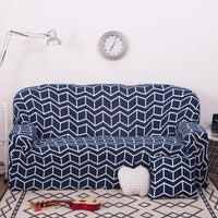 Blue Geometric Ladder Pattern Sofa Couch Cover