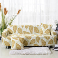 Gold Abstract Paisley Pattern Sofa Couch Cover