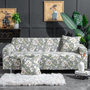 Gray Vintage Floral Pattern Sofa Couch Cover