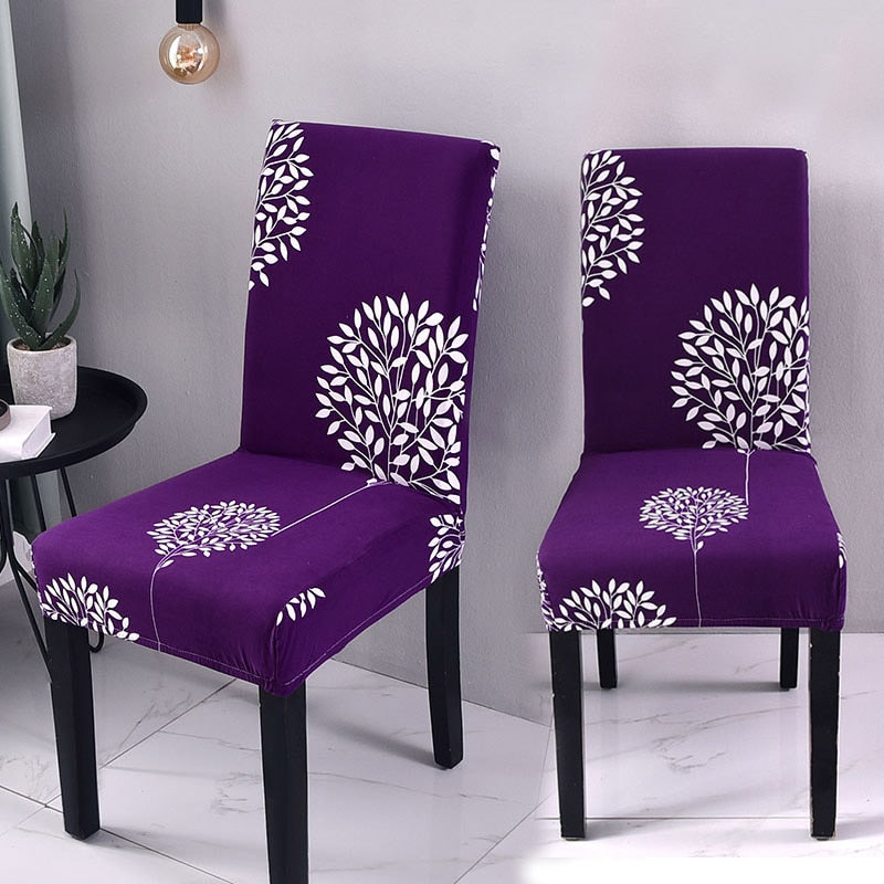 Purple Floral Tree Print Dining Chair Cover